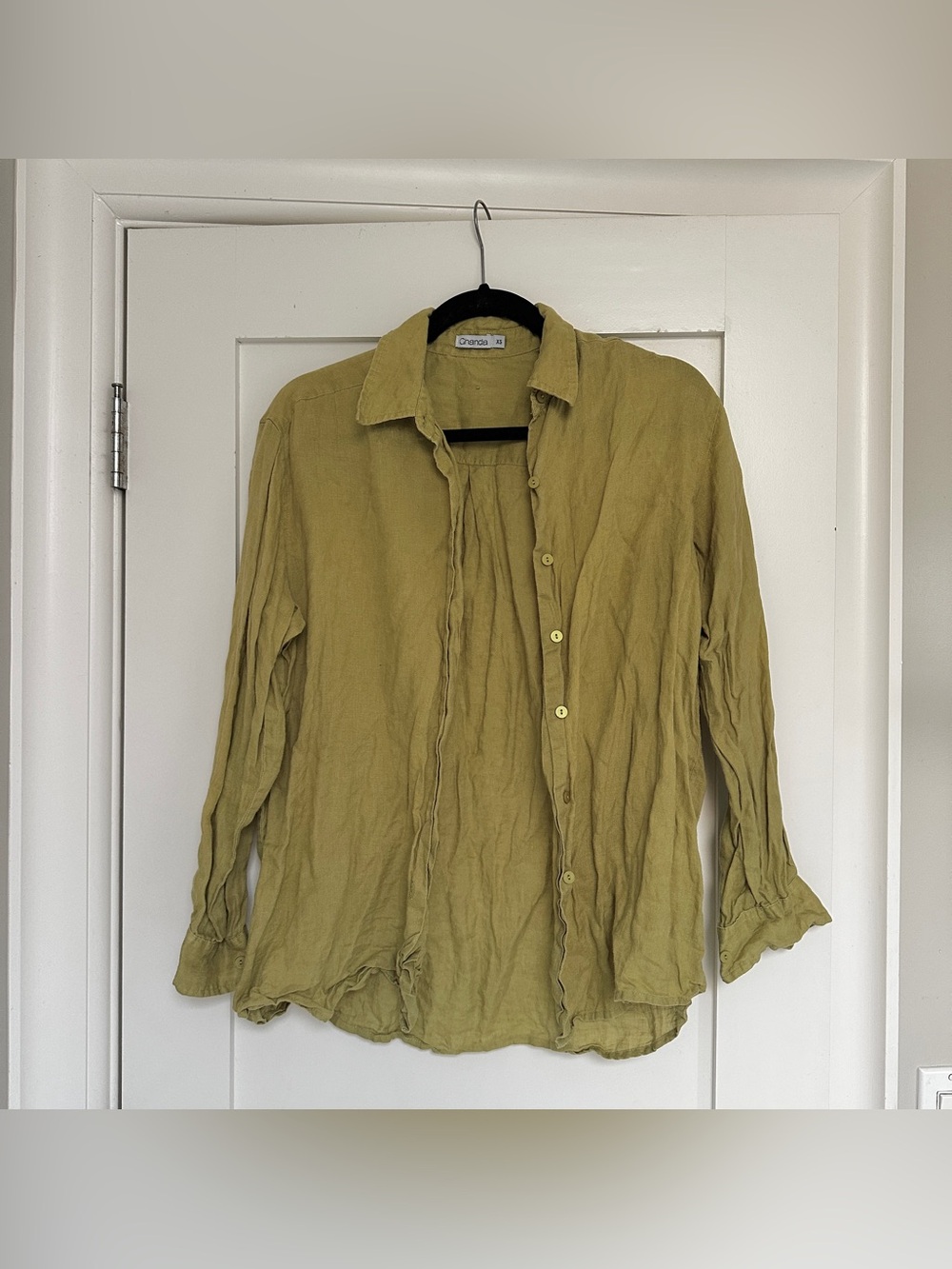 Ghanda green linen button up long sleeve